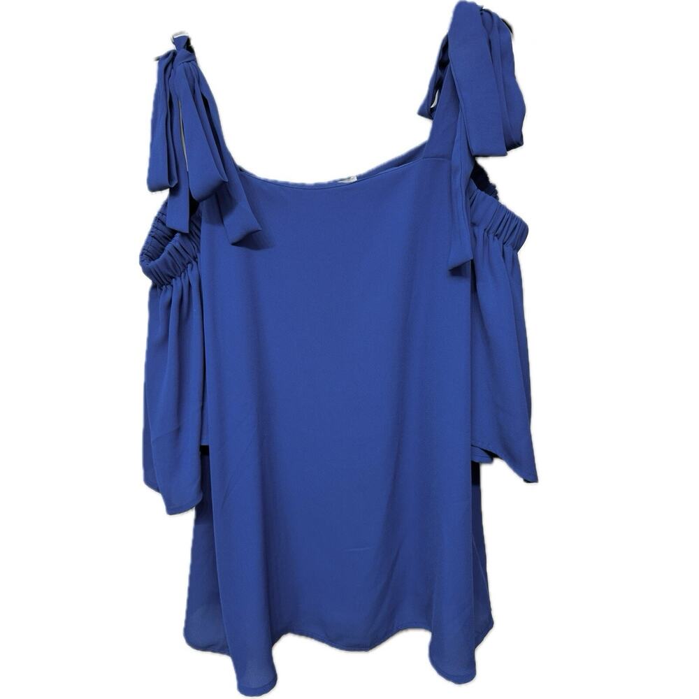 New York & Co. Sweet Pea Royal Blue Cold Shoulder Blouse w. Straps That Tie - S